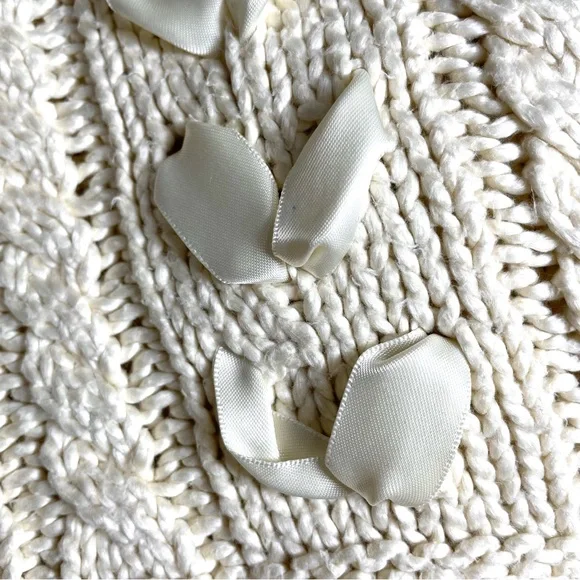 Ralph Lauren Chunky Cable Knit Fisherman Sweater Feminine Coquette XL - Picture 3 of 15